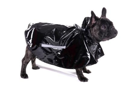 Black Shiny PVC Dog Poncho Cape Raincoat 22 inch