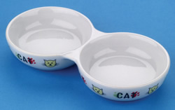 LB-474 8.5 inch PORCELAIN TWIN CAT BOWL