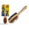 18CM 2SIDED WOODEN PET BRUSH  SOFT/STEELPIN BRUSH TIE ON CRD