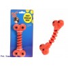 RUBBER STRETCHY DUMBBELL TREAT  TOY EACH PC ON TIE ON CARD