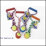 TWIN STRING HANDLE ROPE TOY  W/TENNIS BALL