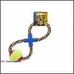 FIG OF 8 ROPE W/BALL DOG TOY  MULTICOLOURED