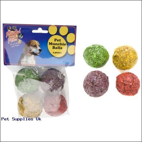 4 ASSORTED COLOUR MUNCHIE BALL  2" IN PVC BAG AND HEADER CARD