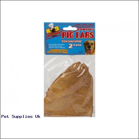 2PC PORKHIDE PIGS EARS IN PVC  BAG 50G W/HEADER CARD