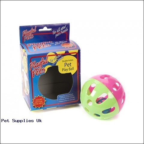 9CM DBLE ACTION PET PLAY BALL  IN COLOUR WINDOW BOX