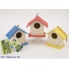 SMALL PAINTED WOOD HANGING  BIRD HOUSE 3 ASSORTED COLOURS