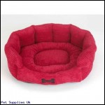 Snug and Cosy Red Cord Oval Dog Bed 25 inch