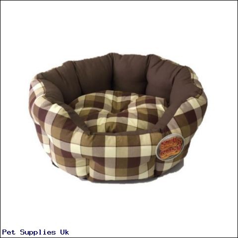Snug and Oval Check Jet Set Dog Bed Brown 22 inch