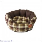 Snug and Oval Check Jet Set Dog Bed Brown 26 inch