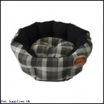 Snug and Oval Check Jet Set Dog Bed Black 36 inch