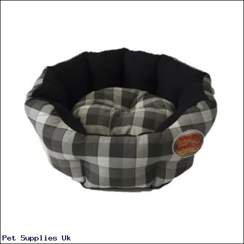 Snug and Oval Check Jet Set Dog Bed Black 42 inch