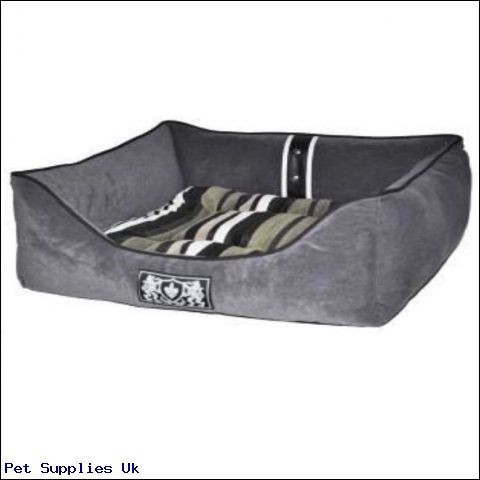 Snug and Cosy Grey Stripe Rectangle Dog Bed 22 inch
