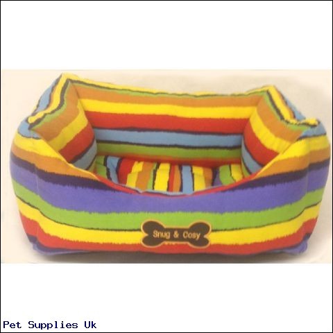 Snug and Cosy Rainbow Stripe Dog Bed 21 inch