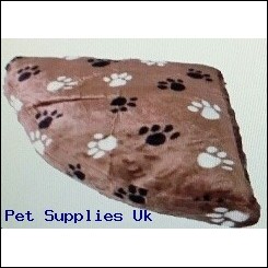 Snug and Cosy Fur Paw print Corner Cushion Dog bed Large Brown