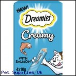 DREAMIES Creamy Adult Cat & Kitten Treats with Scrumptious Salmon, 40g