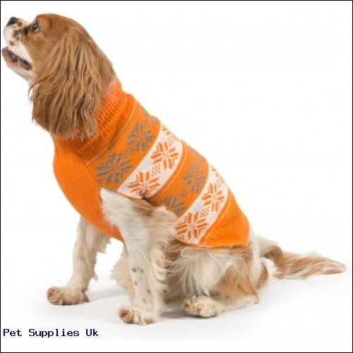 Stylish Ancol Nordic Dog Jumper - Bright Orange, XS Size Available